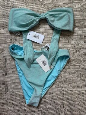 Dippin’ Daisy’s Bleached Aqua Sparkly Bikini